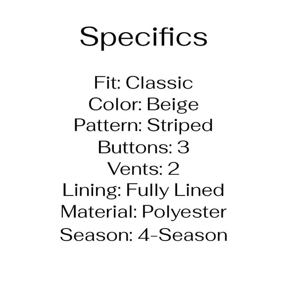 Lineage 46L 36x30 Beige Striped 3-Button Suit R315 - Picture 5 of 15